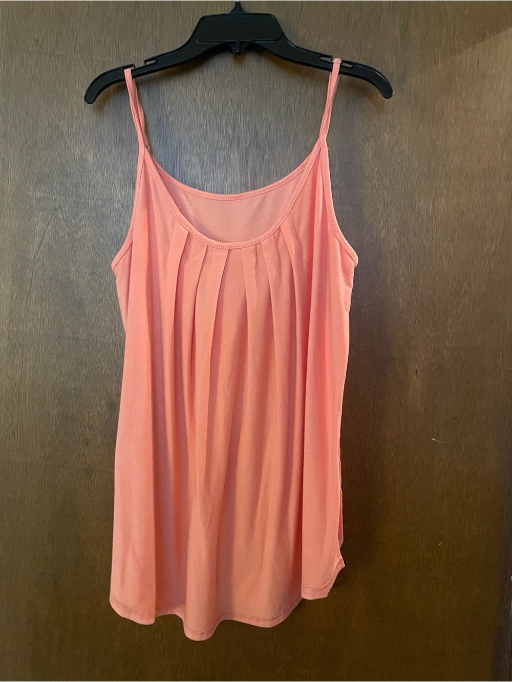 SHEIN Coral Pink Pleated Scoop Neck Tank Top